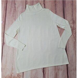 J.Peterman Women Beige Turtleneck Tunic Thin Sweater Long Sleeve Size M